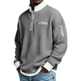 thumbnail image 3 of Nokdvo Mens Quarter Zip Pullover Waffle Long Sleeve Pullovers with Zipper Pocket Stand Collar Polo Shirt Textured Traditional Vintage Casual Outdoor Winter Clothes,Gray 5XL, 3 of 7