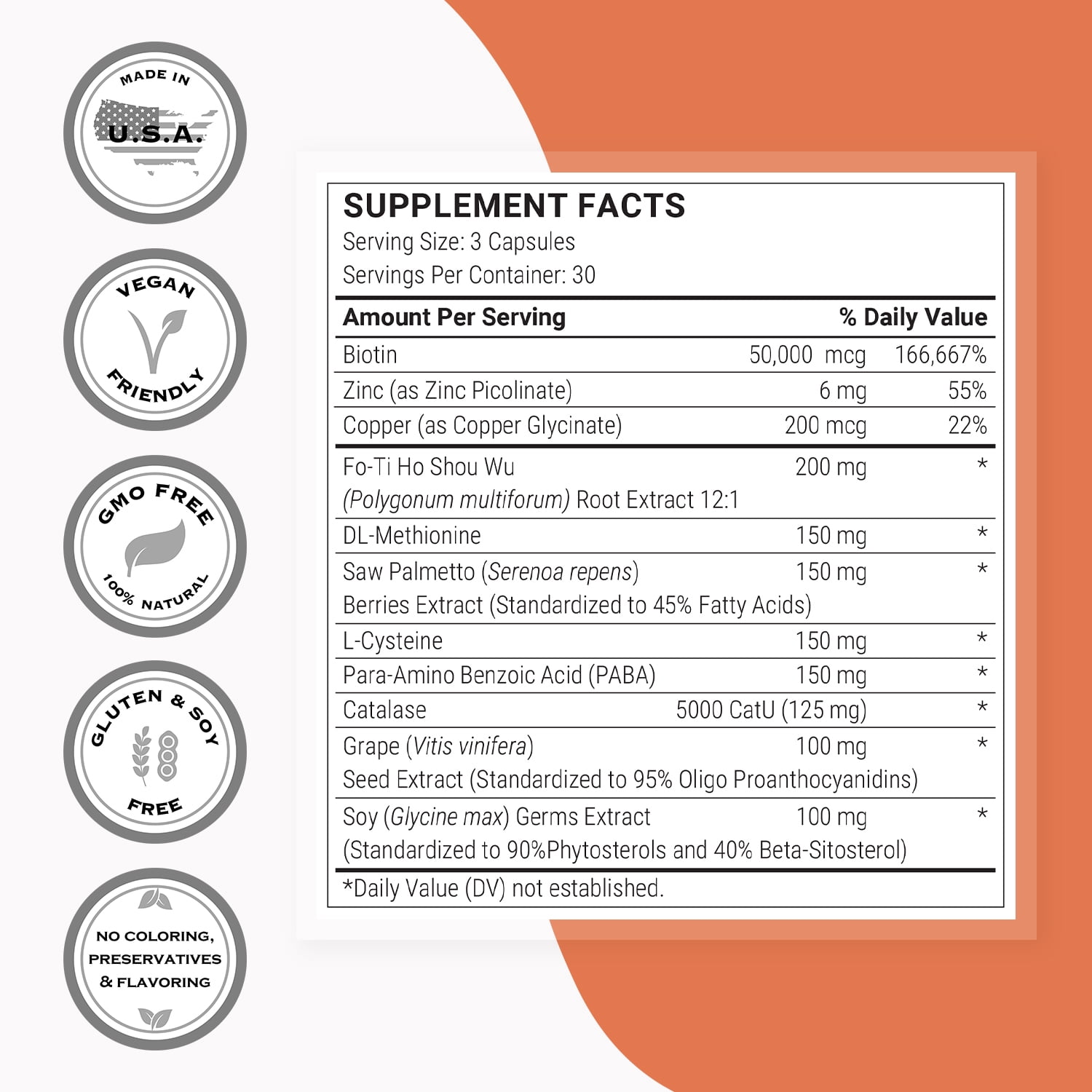 SuperSmart Grey Hair Formula (Advanced Formula) - with Catalase, Copper, Biotin, Fo-Ti, Zinc, Saw Palmetto - Anti Gray Hair Supplement | Non-GMO & Gluten Free - 90 Vegetarian Capsules