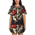 thumbnail image 1 of Saiise Ensembles de Pyjamas Imprimé Champignons Rouges pour Femmes Pjs à Manches Courtes avec Shorts de Détente Ensemble de Nuit Deux Pièces-3TG, 1 of 6