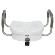 Equate Raised Toilet Seat with Handles, 5 Seat Riser with Arms, Fits Most Toilets, 350 lb Capacity