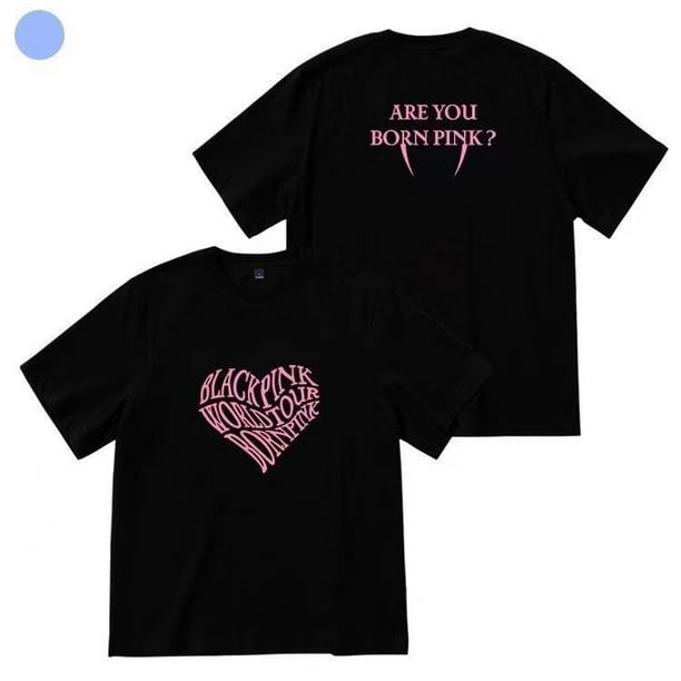 KPOP BLACKPINK 2023 Nacido Rosa Kim Jisoo LISA Rosé Jennie Cuello Redondo Algodón T Manga Corta Casual Top Hombres/Mujer Pareja Camisas Ropa Gao Jiahui unisex
