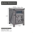 thumbnail image 4 of T4TREAM Farmhouse 3-Tier Nightstand with Charging Station, 18" Rustic End Table with Barn Door for Living Room, Bedroom,Grey, 4 of 7