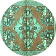 thumbnail image 1 of Ahgly Company Machine Washable Indoor Round Animal Turquoise Blue Traditional Area Rugs, 3' Round, 1 of 4
