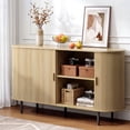 thumbnail image 5 of ROGALIS 55" Buffet Sideboard Cabinet with Storage, Modern Fluted Cabinet with Sliding Doors & Adjustable Shelf, Coffee Bar Accent Cabinet for Kitchen, Dining Room, Entryway, Oak, 5 of 6