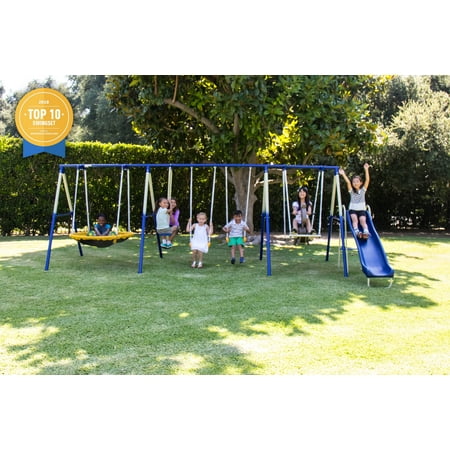 Sportspower Outdoor Super 8 Fun Metal Swing and Slide Set