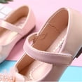 thumbnail image 5 of Pink Girls Pearl Flower Dress Flats Size 3, Kids Bow Strap Princess Shoes for Weddings Parties Recitals and Special Occasions, 5 of 7