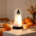 thumbnail image 6 of Halloween Ghost Light with Glass Cover Decor, Halloween Indoor Light-Up Ghost in Glass Cloche Decorations, Cute Ghost Light for Home Kitchen Mantel Tabletop Party Decor Holiday Supplies (Black, C), 6 of 7