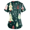 thumbnail image 3 of Cartoon Scrub Tops, Womens Christmas Snowman Tee Stretchy Holiday Graphic Tshirt Loose Fit Festive V-Neck Top 4-Season Shirt Winter Party Outfit Streetwear Machine Washable Green 3Xl, 3 of 3