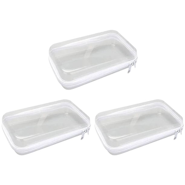 Rígida Zippe Organizador Herramientas Aprendizaje Funda Transparente Con Color Rojo