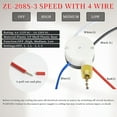 thumbnail image 2 of Interruptor de Ventilador Techo, ZE-208S E89885 Interruptor Ventilador 3 Velocidades y 4 Cables Interruptor Cable Cadena Interruptor Luces de Ventilador Reemplazo del Interruptor, 2 of 5