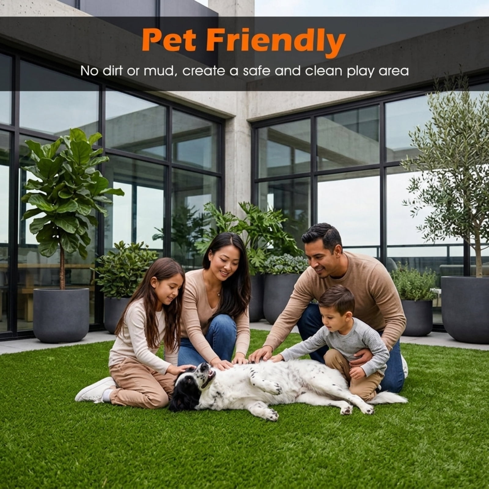 Vebreda Indoor Outdoor Synthetic Turf Mat with Drainage Holes-XL | Weather-Resistant Outdoor Garden Decor