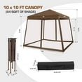 thumbnail image 4 of EAGLE PEAK 10x10ft Slant Leg Easy Setup Pop Up Canopy Tent with Mosquito Netting 64 sqft of Shade, Brown, 4 of 7