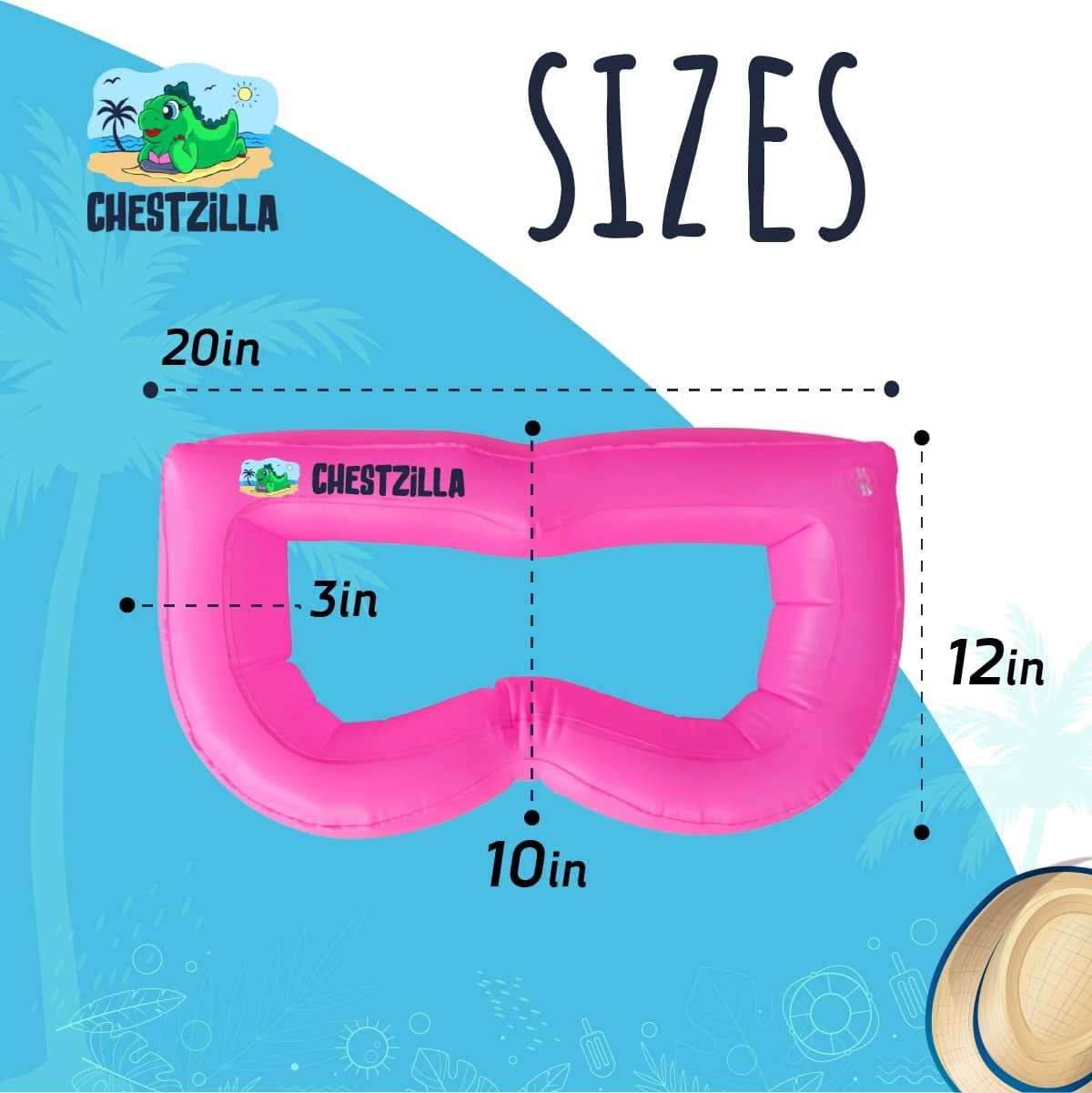 ChestZilla Sunbathing Inflatable Beach Pillow with Adjustable Velcro Strap and Resealable Carrying Bag, Perfect for Pool, Camping and Travel