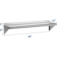 thumbnail image 2 of Stainless Steel Wall Shelf, 12'' x 48'', [NSF Certified] 280 lbs Load Heavy Duty Commercial Wall Mount Shelving, Metal Kitchen Rack for Restaurant, Home, Kitchen, Hotel, Laundry Room, Bar, 2 of 7