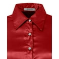 thumbnail image 5 of J. METHOD Women's Satin Button Down Shirt Long Cuff Sleeve Collar Silky Office Work Formal Casual Blouse Top NEWT74 Red M, 5 of 7