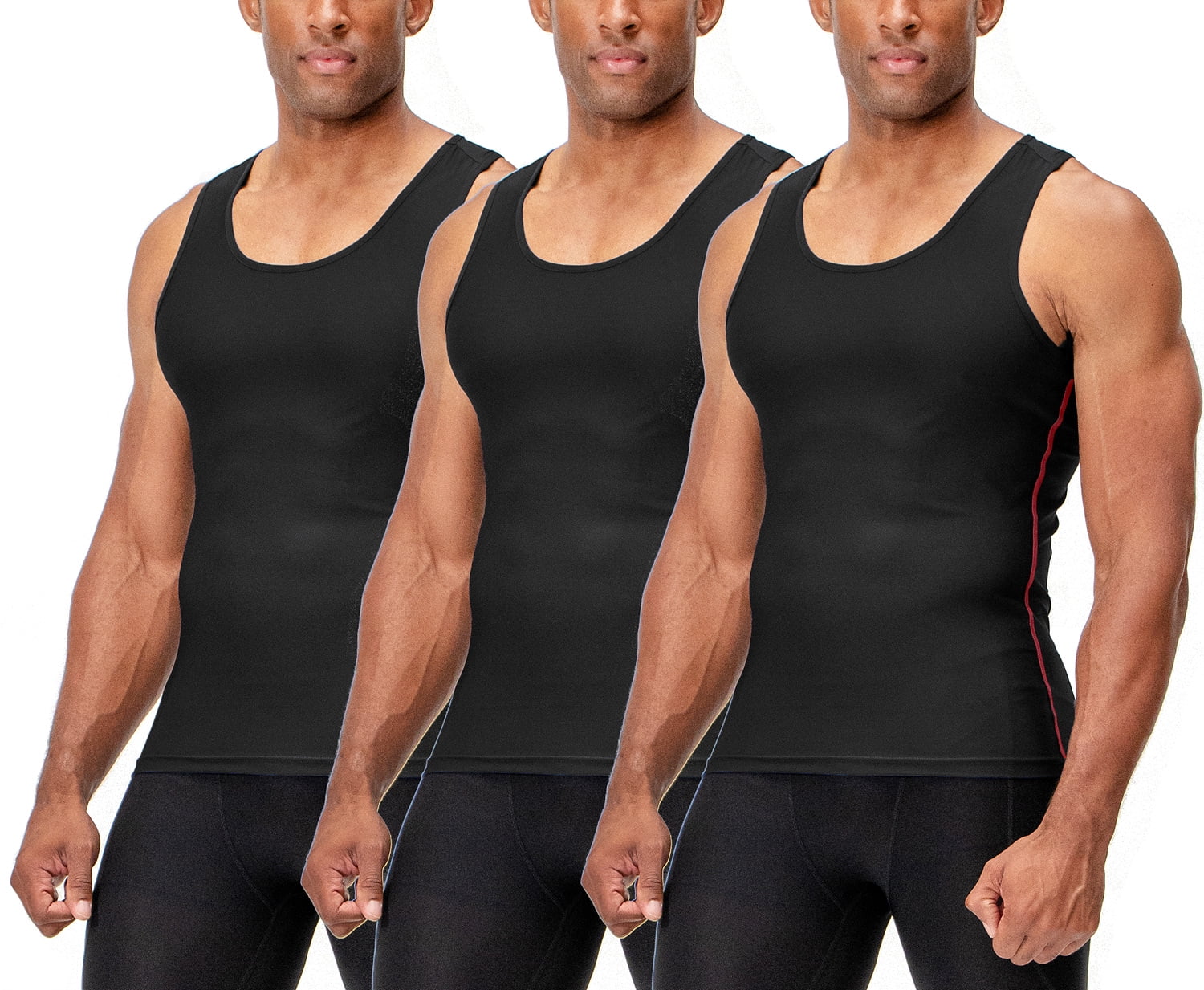 DEVOPS 3 Pack Men's Muscle Dri Fit Compression Tank Top