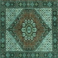 thumbnail image 1 of Ahgly Company Machine Washable Indoor Square Persian Turquoise Blue Traditional Area Rugs, 5' Square, 1 of 4