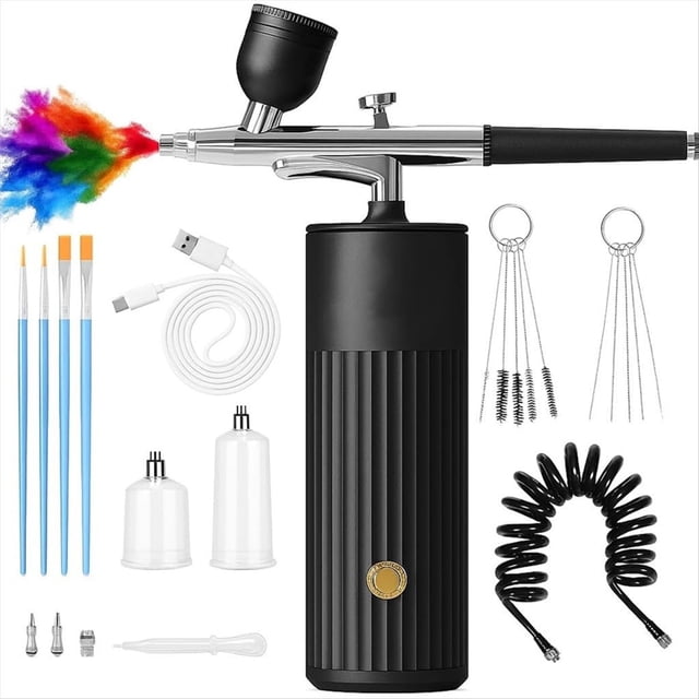 Kit de Aerógrafo Inalámbrico, Compresor Recargable de 48 PSI, Aerógrafo Portátil de Mano para Uñas, Maquillaje y Arte.