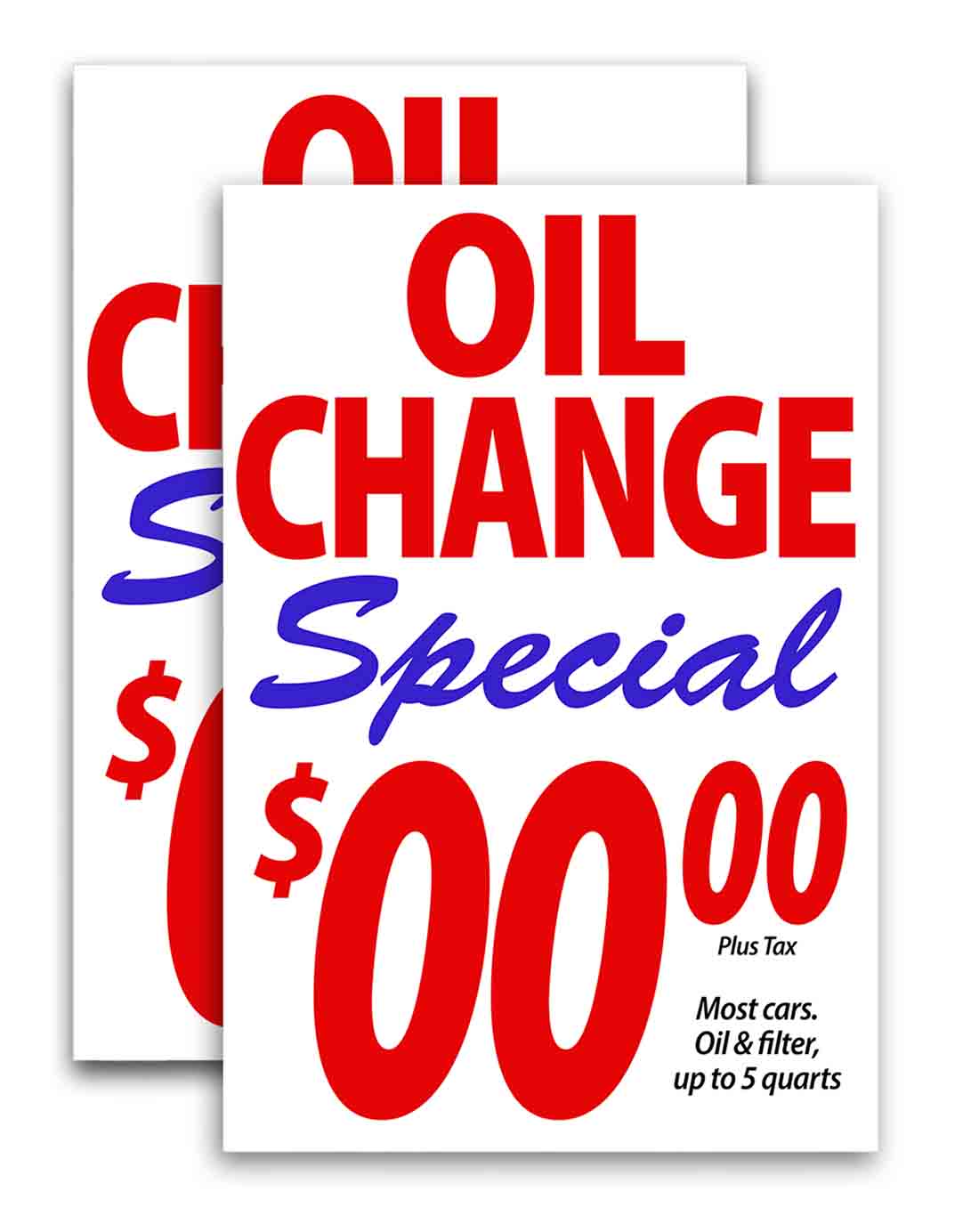 Oil Change Special 0 Dollars (24" X 36") Vinyl Decal Only (Pack of 2