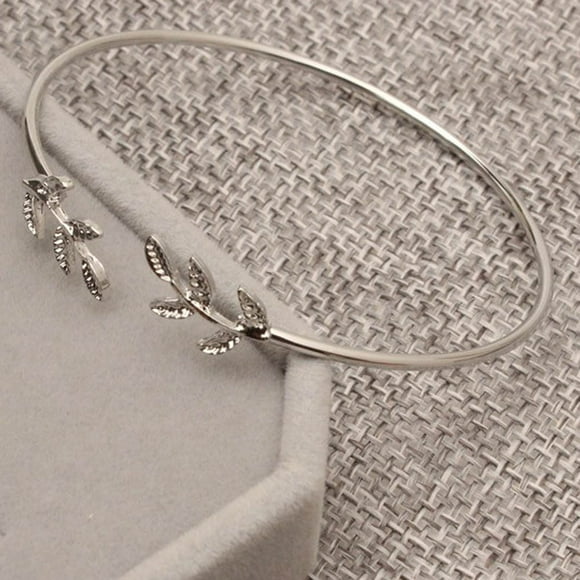 EGNMCR Bangles Women Stylish Leaves Cuff Women Bracelet Delicate Leaf Open Bangle Bracelet Bracelet