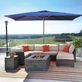 thumbnail image 5 of Superjoe LED Solar Patio Rectangular Umbrella Outdoor 10 x 6.5ft Market Table Steel Umbrella with Tilt and Crank, Waterproof Sunshade Canopy, 6 Ribs Umbrella for Garden Deck Backyard, Dark Blue, 5 of 7