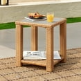 thumbnail image 2 of CHITA 3-Piece Outdoor Wicker Patio Furniture Set with Side Table, Outdoor Light Brown Wicker Chair with Cream Cushion, Blue, 2 of 8