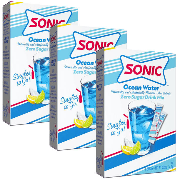 Sonic Ocean Water Singles to Go Powdered Drink Mix, Sugarfree Caffeine