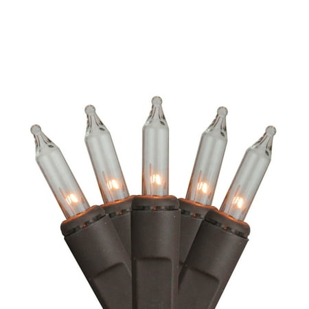 Clear Glass Icicle - 100 Clear Mini Icicle Christmas Lights - 22 ft Brown Wire