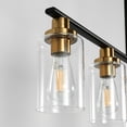 thumbnail image 4 of 5-Light Black and Gold Farmhouse Kitchen Island Pendant Lighting with Clear Glass Shade,Modern Chandelier Hanging Light Fixture for Dining Room Bedside, 4 of 8