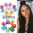 thumbnail image 2 of 100Pcs 8mm Hole Micro Dreadlock Ring Beads Hollow Hair Braid Cuff Clips Gift, 2 of 8