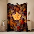 thumbnail image 2 of 1pc Autumn Maple Leaf Flannel Blanket - Soft & Warm All-Season Cozy Throw with Stacked Red, Orange, Yellow, Brown, Black & Golden Fall Colors - Heavy-Duty Indoor/Outdoor Use for Bed, Sofa, Camping, C, 2 of 5