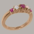 thumbnail image 2 of LBG British Made Classic Solid 9k Rose Gold Natural Ruby & Opal Womens band Ring - 33 size options - Size 5.25, 2 of 6