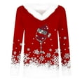 thumbnail image 4 of Honeeladyy Christmas Shirts for Women Fall Fur Collar V Neck Long Sleeve Going Out Tops Snowflake Wine Glass Print Sweatshirt New Year Gift Red L, 4 of 5