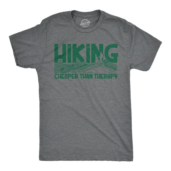 Mens Hiking Cheaper Than Therapy Funny Camping Outdoor Summer T shirt Graphic Tees