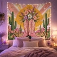 thumbnail image 2 of Pink Cowboy Boots with Daisies in Retro Western Sunset, Whimsical Boho Decor for Teen Girls, Country Art Print Birthday Gift, Tapestry Wall Hanging for Bedroom and Dorm, 2 of 7