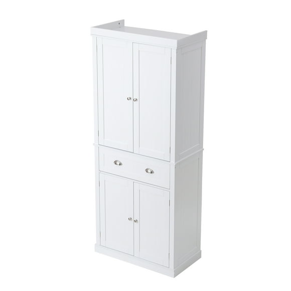 KFFKFF 72" Kitchen Pantry Storage Cabinet, Freestanding Utility Cabinets with Doors, Drawer and 3 Adjustable Shelves, Tall Food Buffet Pantries for Kitchen, Living Room, Dinning Room