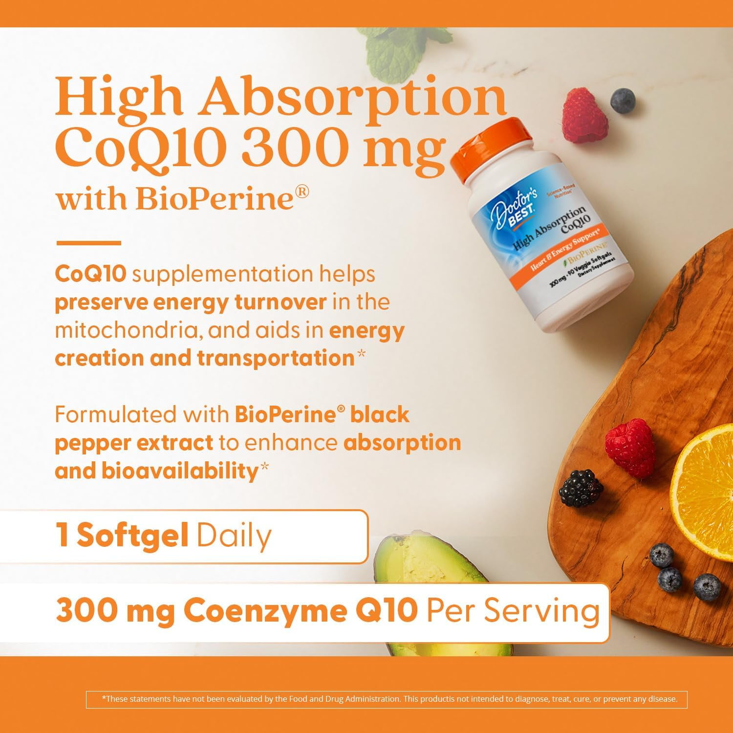 Doctor's Best High Absorption CoQ10, Heart & Energy Support, USP Verified, Naturally Fermented CoQ10, Non-GMO Gluten Free, Soy Free, Vegetarian 90 Veggie Softgels