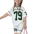 thumbnail image 3 of Shadoumai Girls Letter Print Short Sleeve Shorts Casual Summer Outfit For Toddler Kids Back to School Outfits, 3 of 3