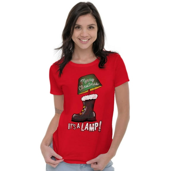 Funny Merry Christmas Its A Lamp Womens Slim Fit Graphic Tee Brisco Brands M