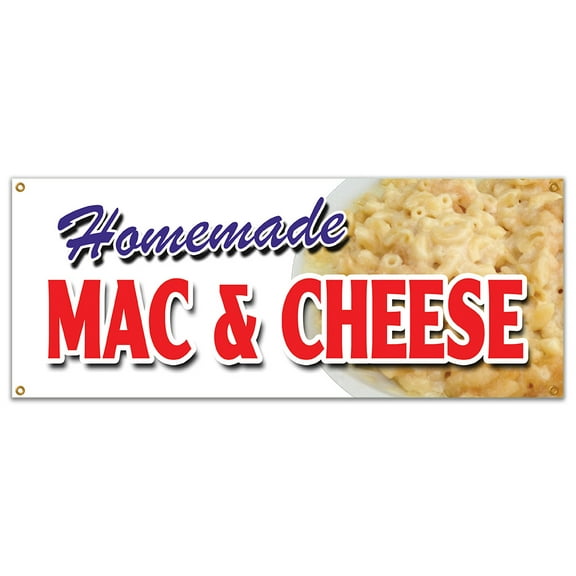 HOMEMADE MAC & CHEESE BANNER SIGN take carry out food macaroni eat best