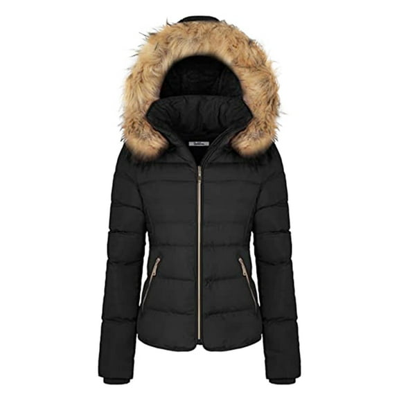 Csndyce Women's Winter Coats Hooded Thicken Parka Coat Fleece Lined Warm Winter Jacket