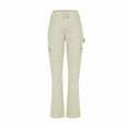 thumbnail image 5 of LLYwey Linen Trousers For Women Fashion Women Button Casual Loose Solid Trousers Pockets Zipper Long Pants Capris Pants Female Long Pant Style H1171 Beige S, 5 of 7