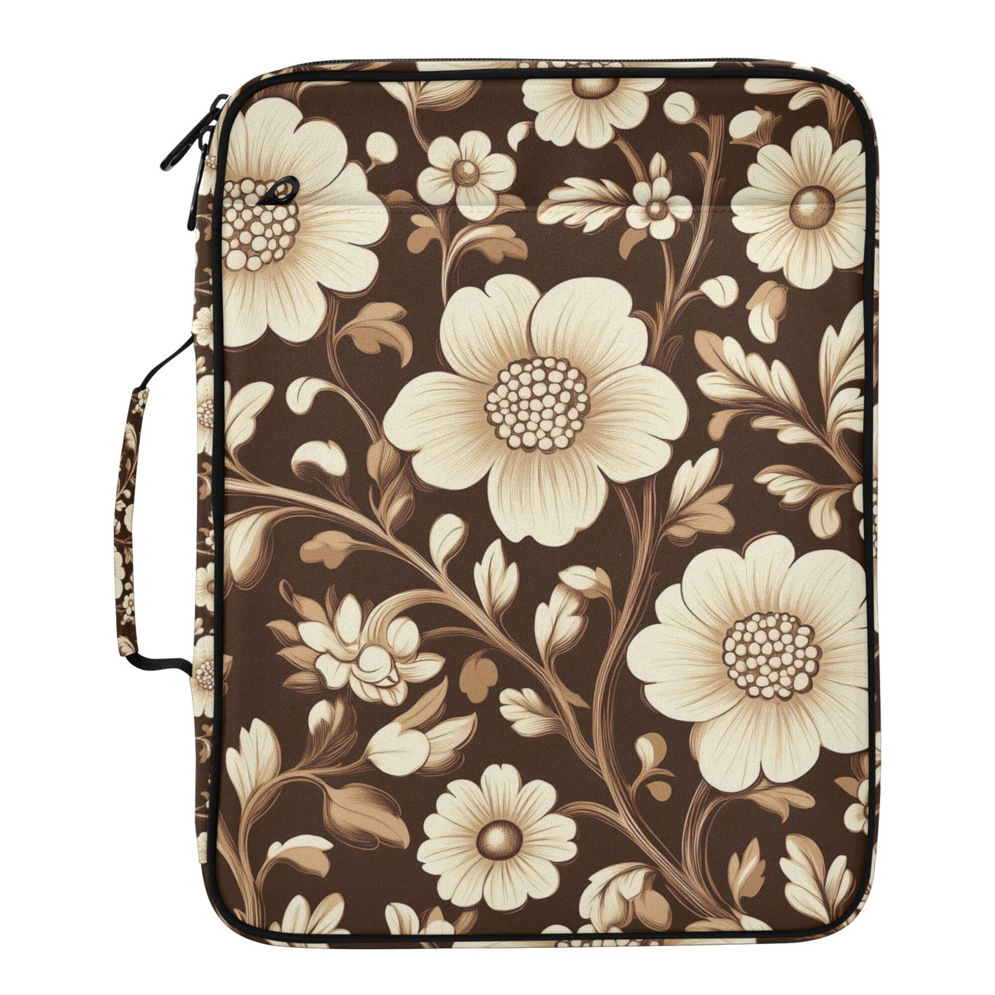 FORMRS Accordion File Folder A4 Size 7-Pocket Expanding Document Organizer Bag with 3 Ring Binder, Brown Floral