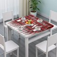 thumbnail image 3 of Red Christmas Pattern Square Fitted Tablecloth with Elastic Edge,Square Table Cover,Washable Elastic Table Cover for Home Kitchen Party Decor 34"x34", 3 of 6