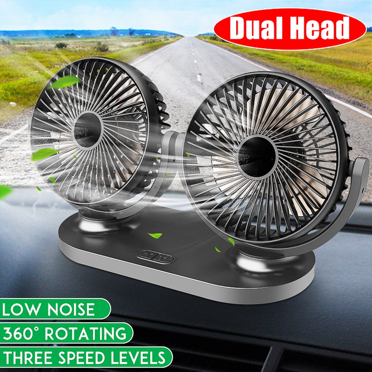 Dual Head 12V 360 Degree Rotatable for Auto Truck Vehicle Boat Electric Car Cooling Fan 