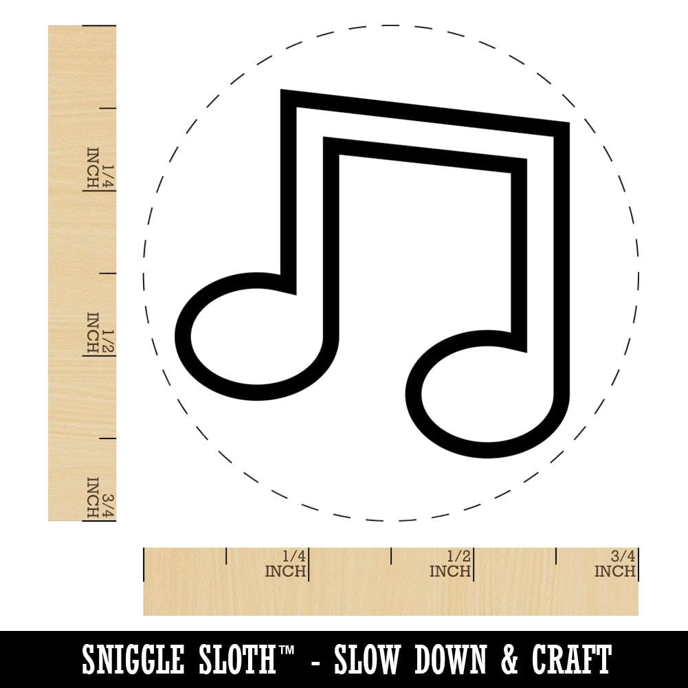 Music Eighth Notes Outline Self-Inking Rubber Stamp Ink Stamper - Fuchsia Ink - Small 3/4 Inch