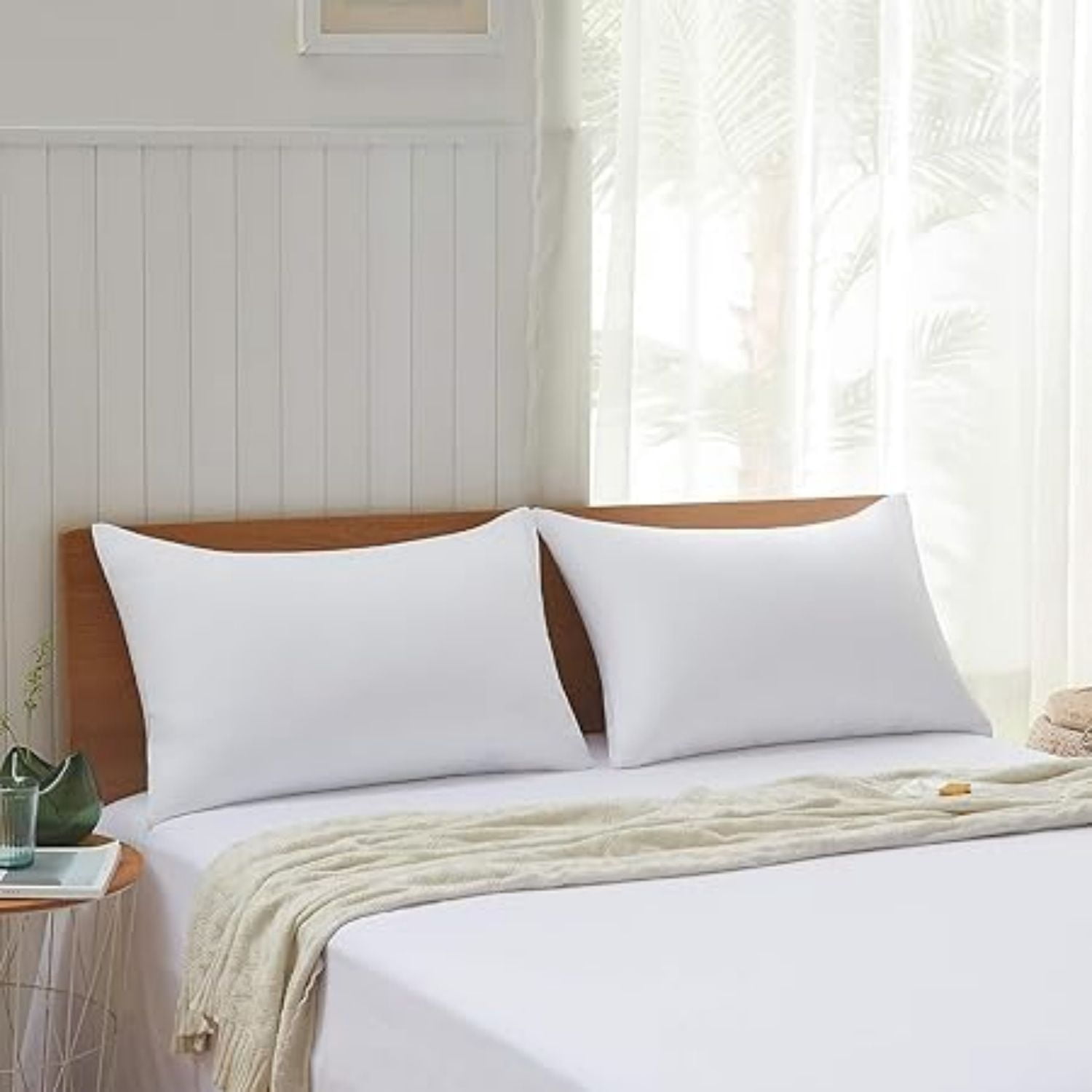 Hotel Quality Bed Pillows for ,Premium 3D Plush Fiber-Reduces Neck Pain,Breathable Cooling Cover Skin-Friendly, Standard (Pack of 4), White 4 Count