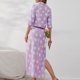 thumbnail image 5 of Conjunto De Falda Larga Conjunto de falda larga con estampado de hojas Estilo elegante Ropa de vacaciones para mujer (Púrpura M) Cgtredaw Para estrenar, 5 of 7