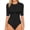 01 Black, variant on Women's Half Sleeve Crew Neck Bodysuit 3/4 Sleeve Body Suit Slim Fit Going Out Tops