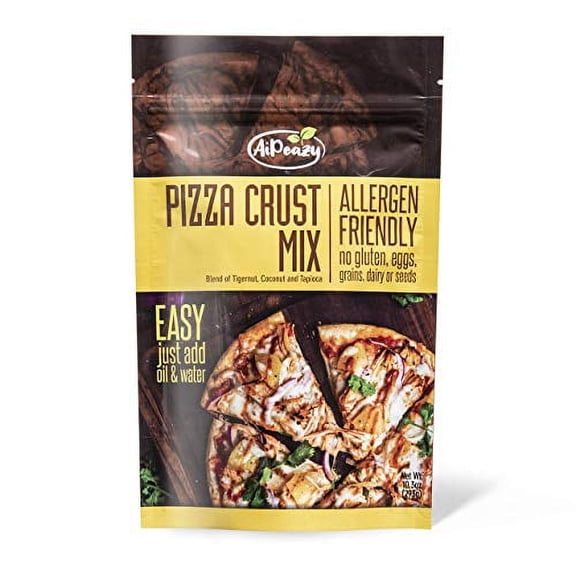 AiPeazy - Flatbread Pizza Crust Mix - With Tigernut Flour - Non-GMO - No Gluten, Soy, Eggs, Grains, Dairy, Nuts, or Seeds - Suitable for Gluten Free, Paleo, Vegan, and Aip Diets - 10.3 Ounce